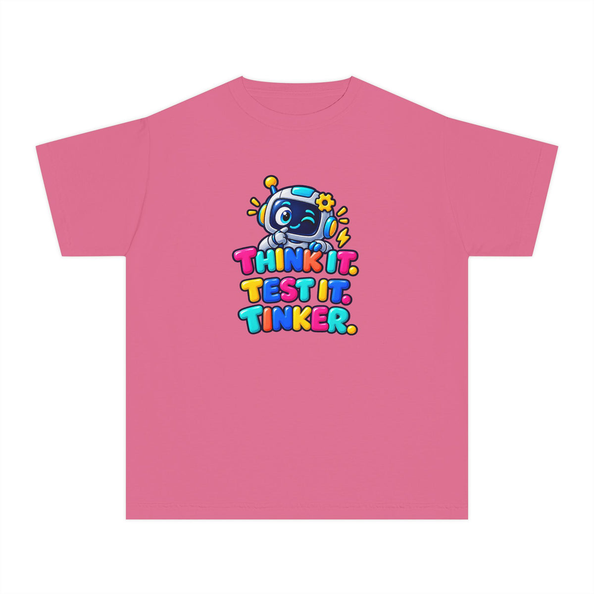 🤖 Think It. Test It. Tinker." Robot STEM Graphic Kids Tee