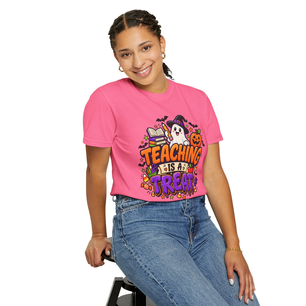 Teaching Is a Treat Halloween T-Shirt — Cute Ghost & Pumpkin Teacher Tee