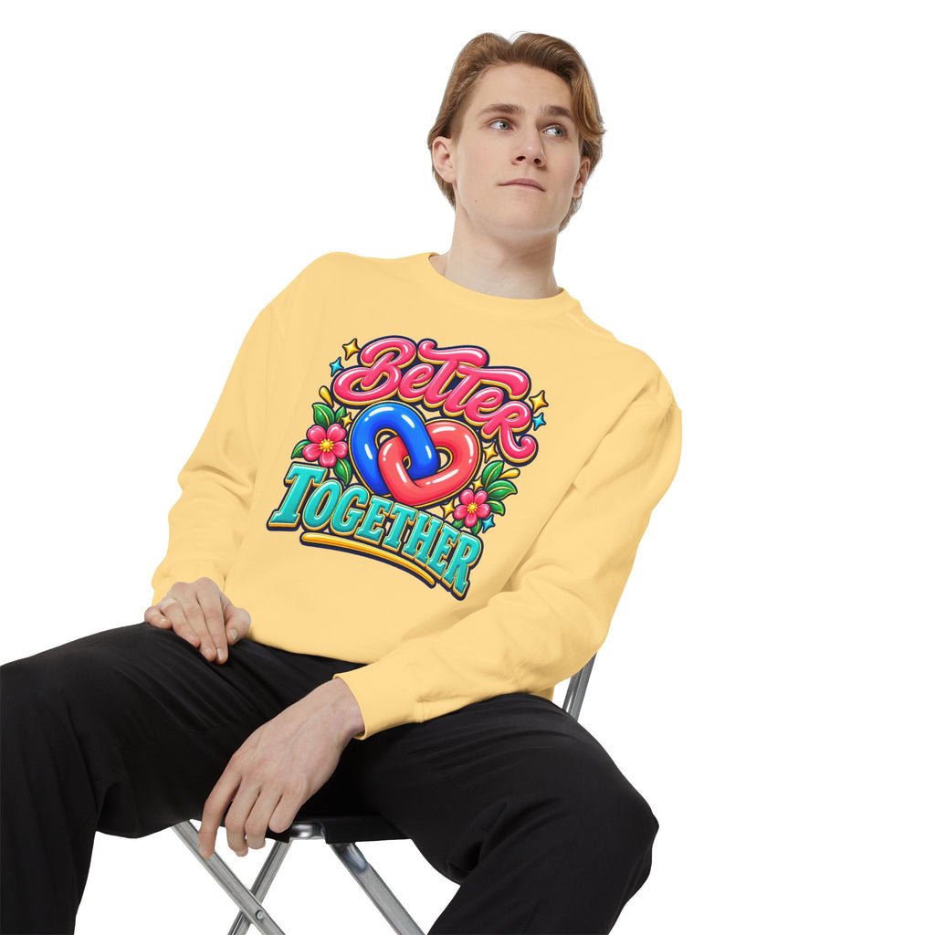 Better Together Heart Sweatshirt — Yellow & Aqua