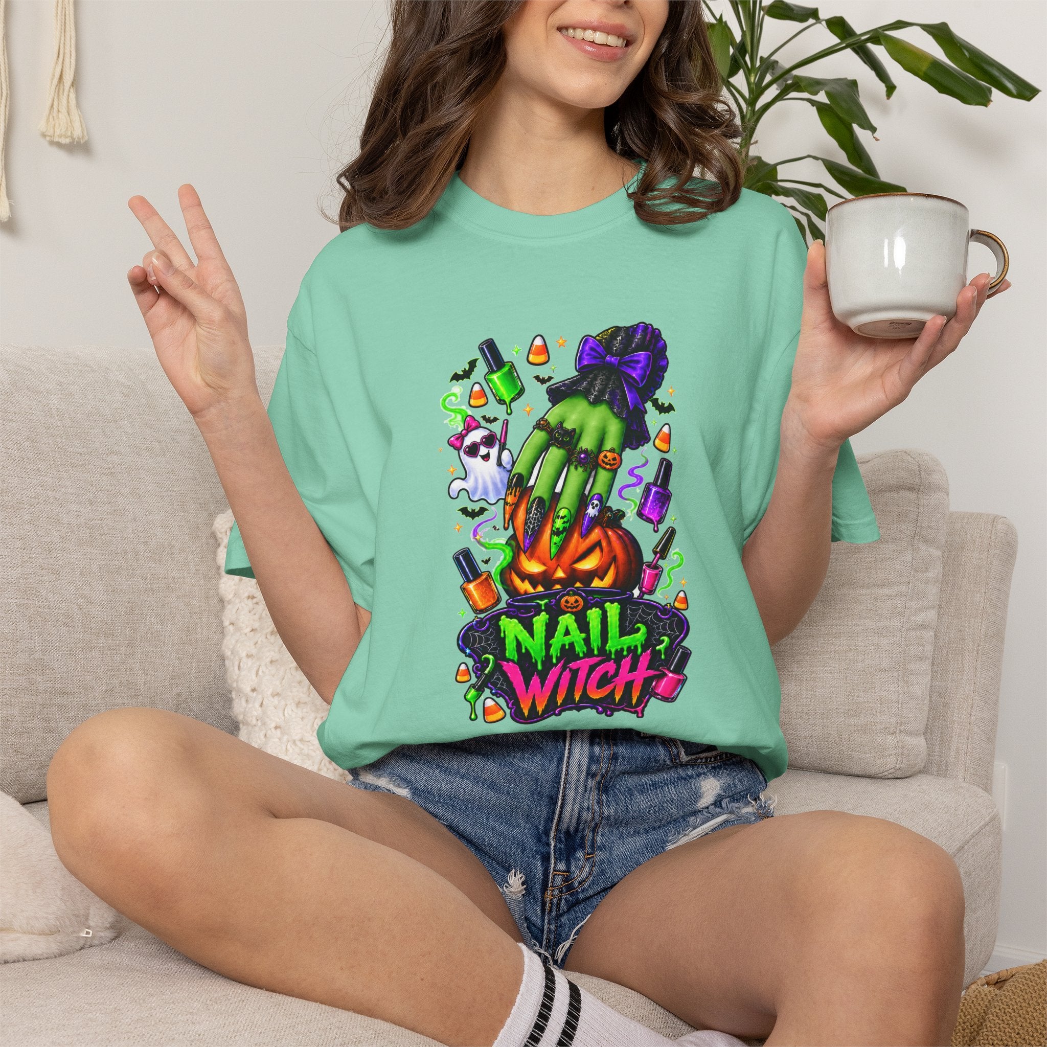Nail Witch Halloween Tee – Adult Unisex Nail Tech & Beauty Salon Shirt