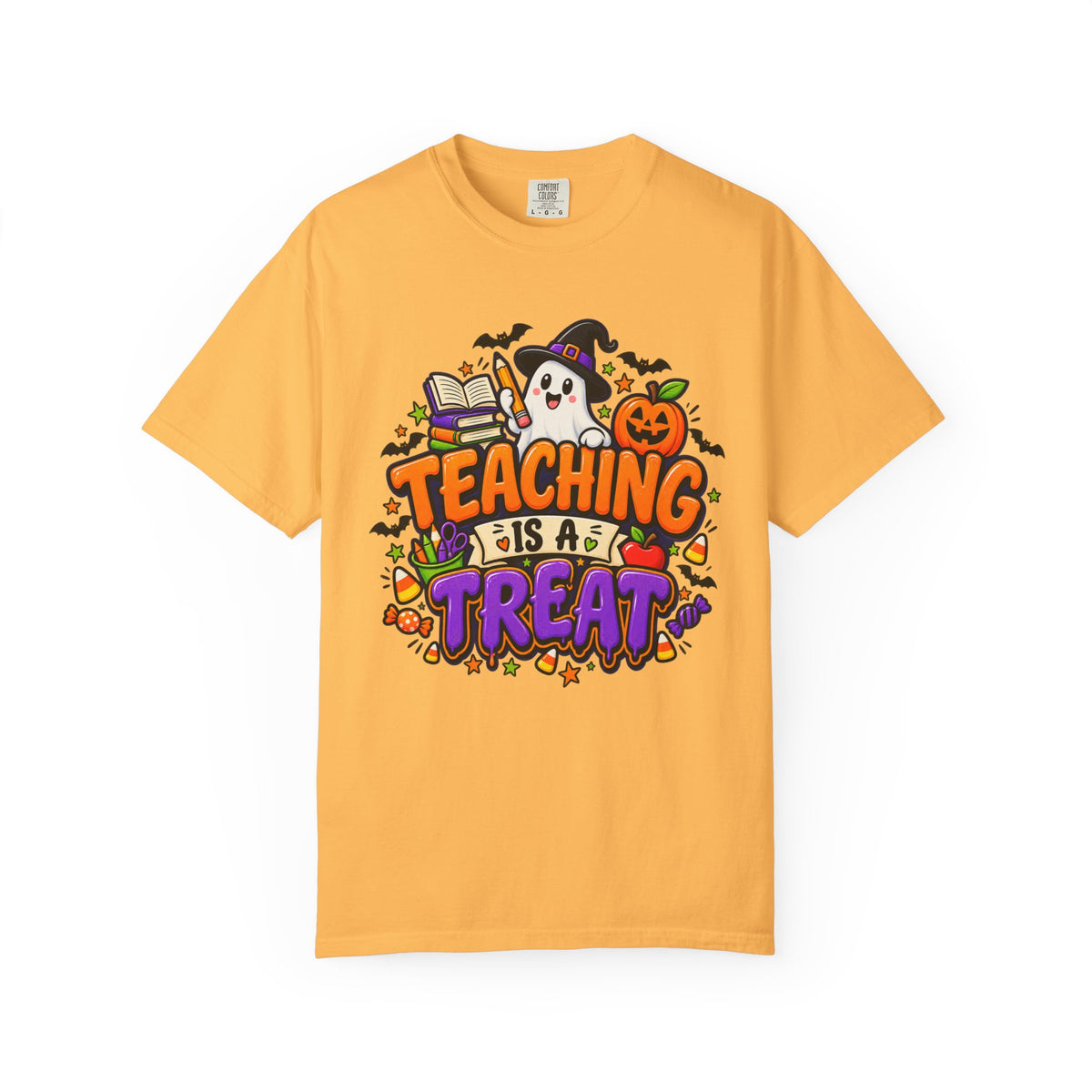 Teaching Is a Treat Halloween T-Shirt — Cute Ghost & Pumpkin Teacher Tee
