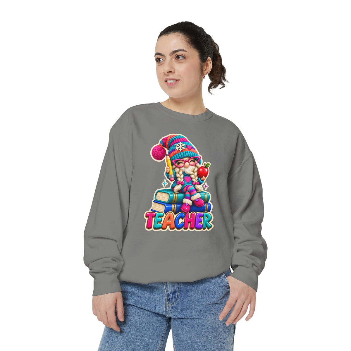 Teacher Gnome Book Lover Holiday Sweatshirt