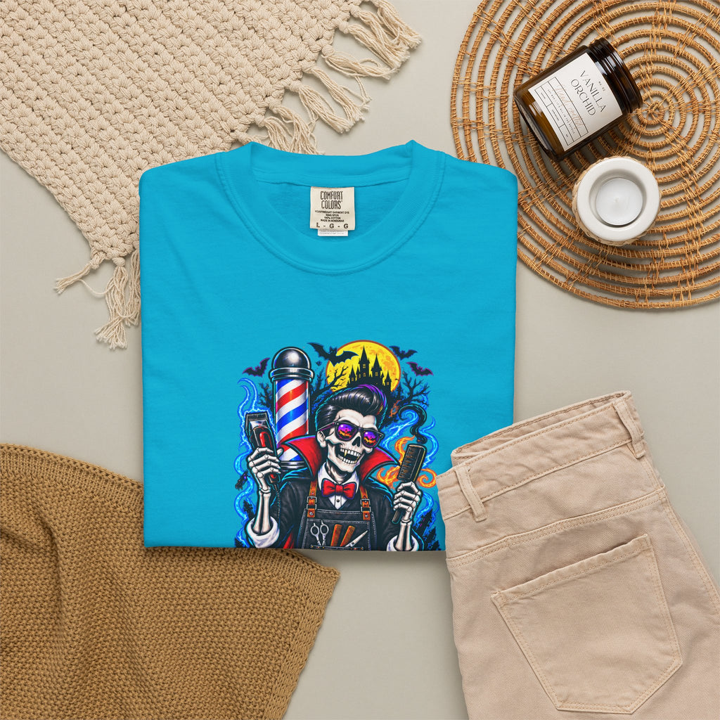 Barber of the Night Halloween Tee – Adult Unisex Barbershop Shirt