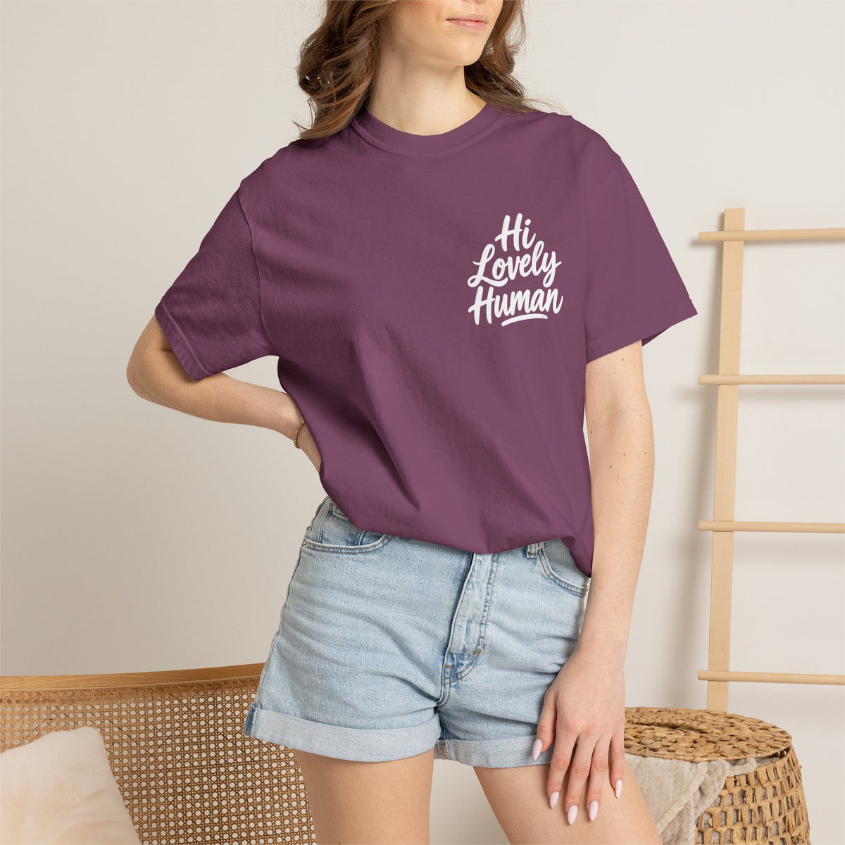 Hi Lovely Human — Inspirational Garment-Dyed Adult T-Shirt