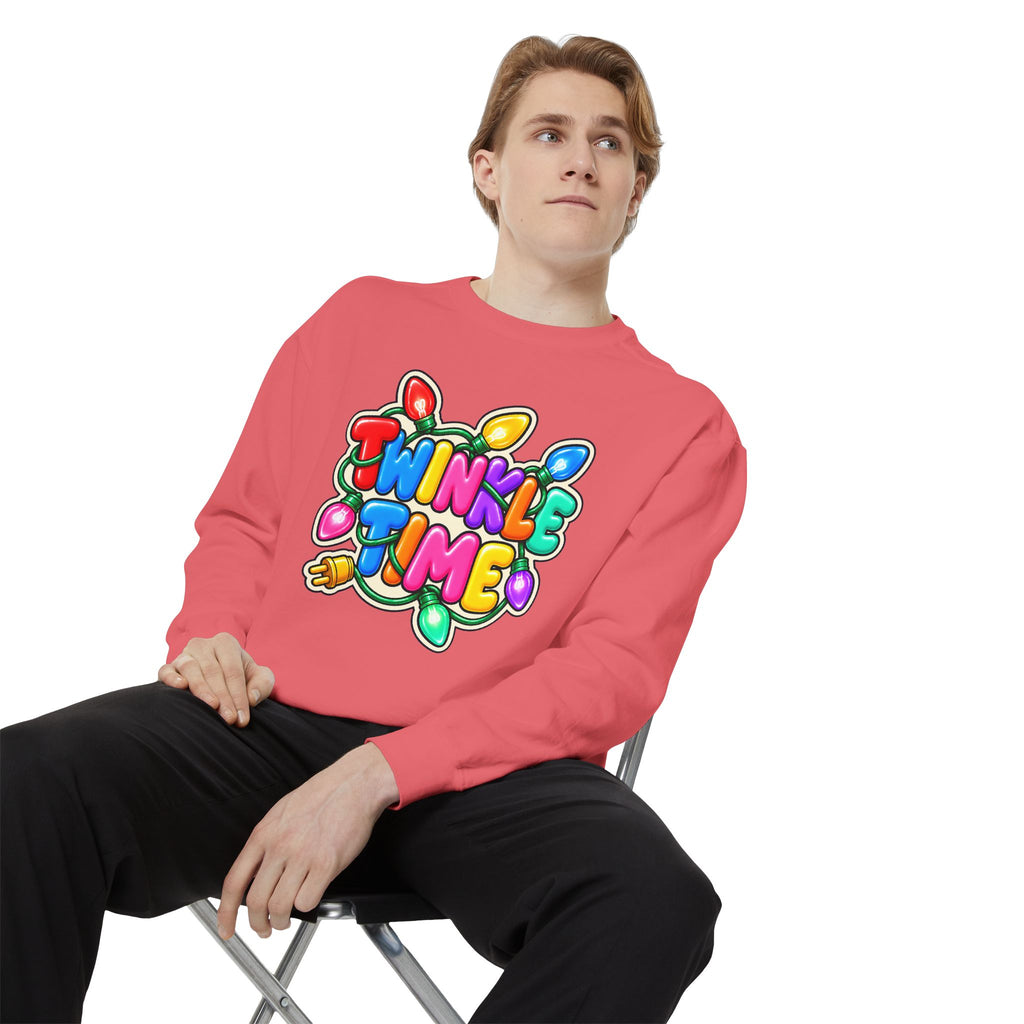 Twinkle Time Christmas - Colorful Holiday Light Graphic  Sweatshirt