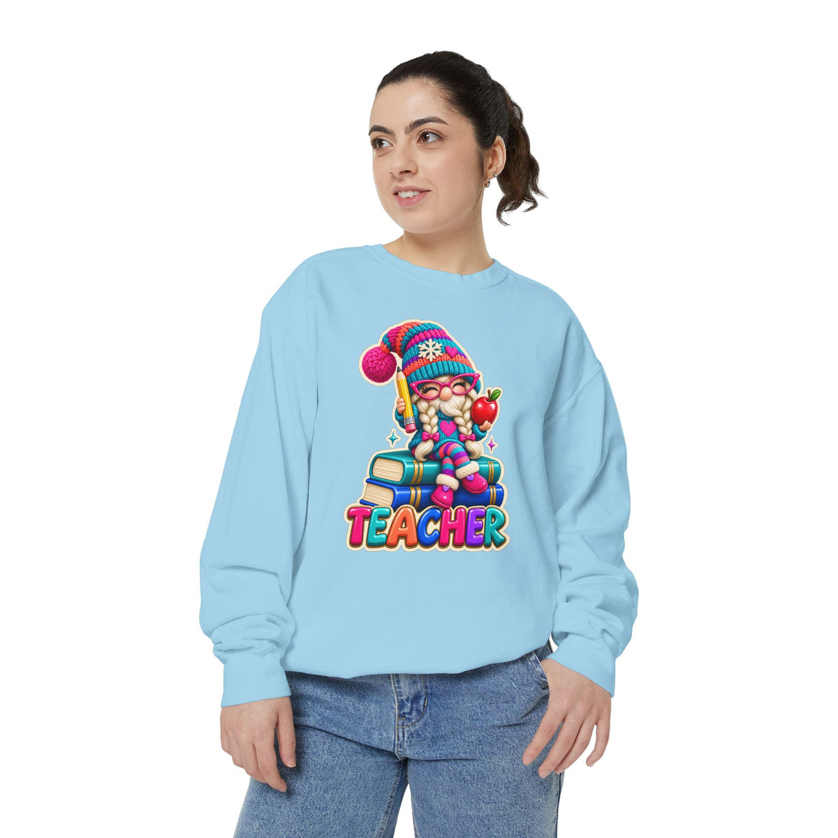 Teacher Gnome Book Lover Holiday Sweatshirt