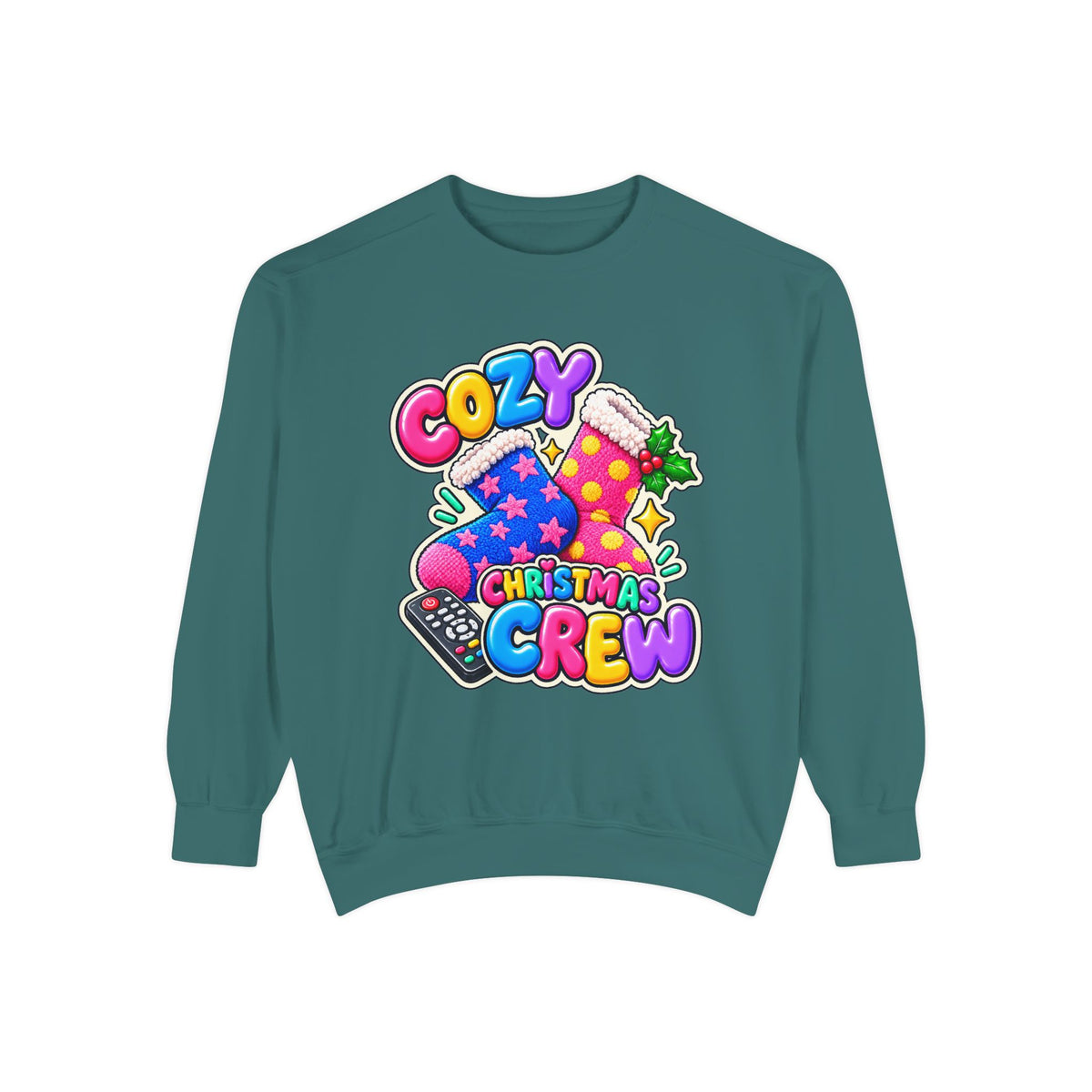 Cozy Christmas Crew Crewneck Sweatshirt 🧦🎄📺
