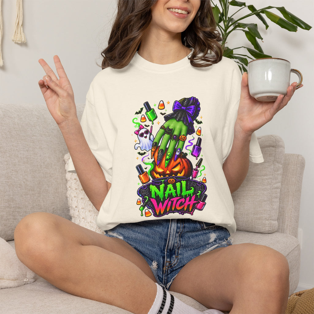 Nail Witch Halloween Tee – Adult Unisex Nail Tech & Beauty Salon Shirt