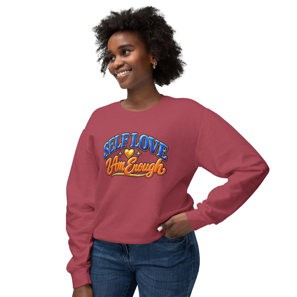 Self Love "I Am Enough" Crewneck Sweatshirt — Retro Positive Message Pullover