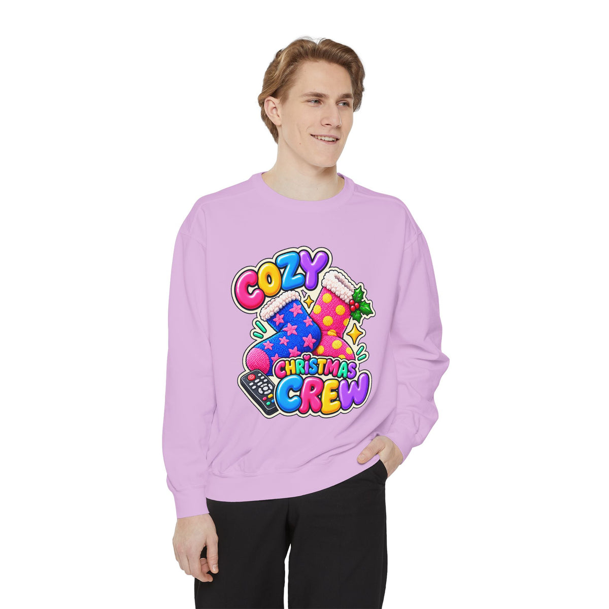 Cozy Christmas Crew Crewneck Sweatshirt 🧦🎄📺