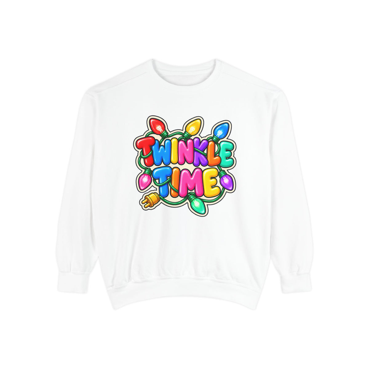 Twinkle Time Christmas - Colorful Holiday Light Graphic  Sweatshirt