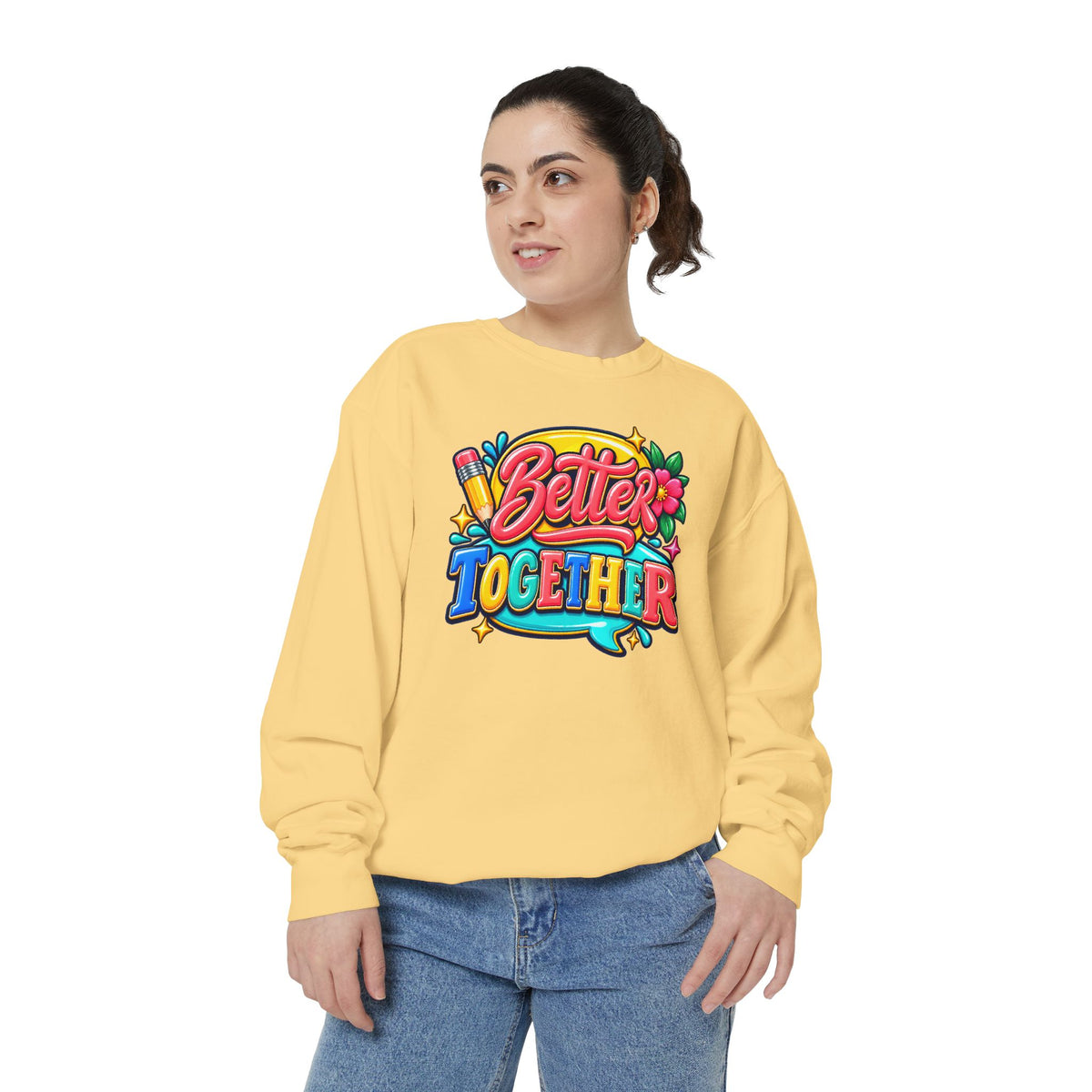 Better Together Sweatshirt Colorful Retro Graphic Crewneck