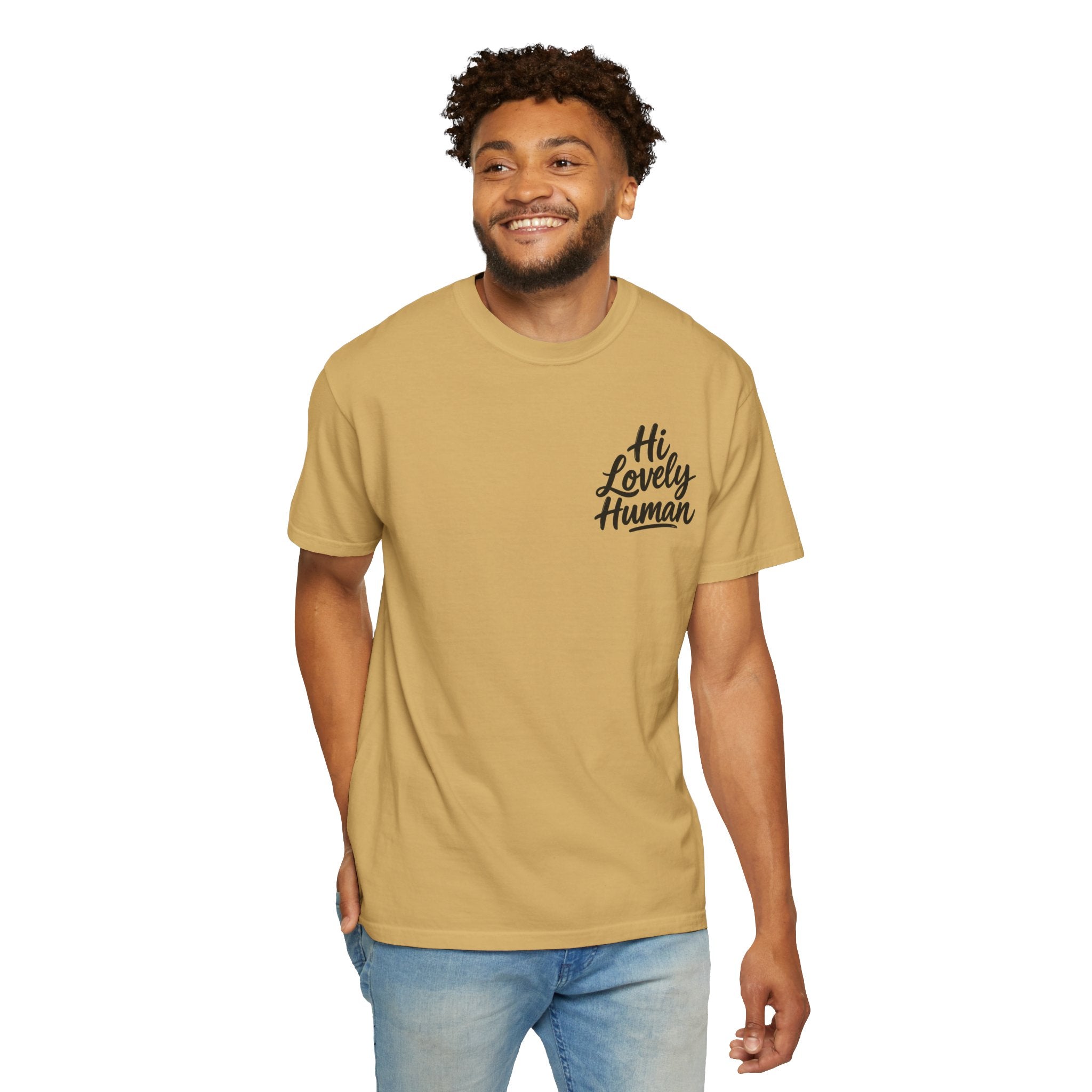 Hi Lovely Human T-Shirt – Positive Message Front & Back Adult Tee