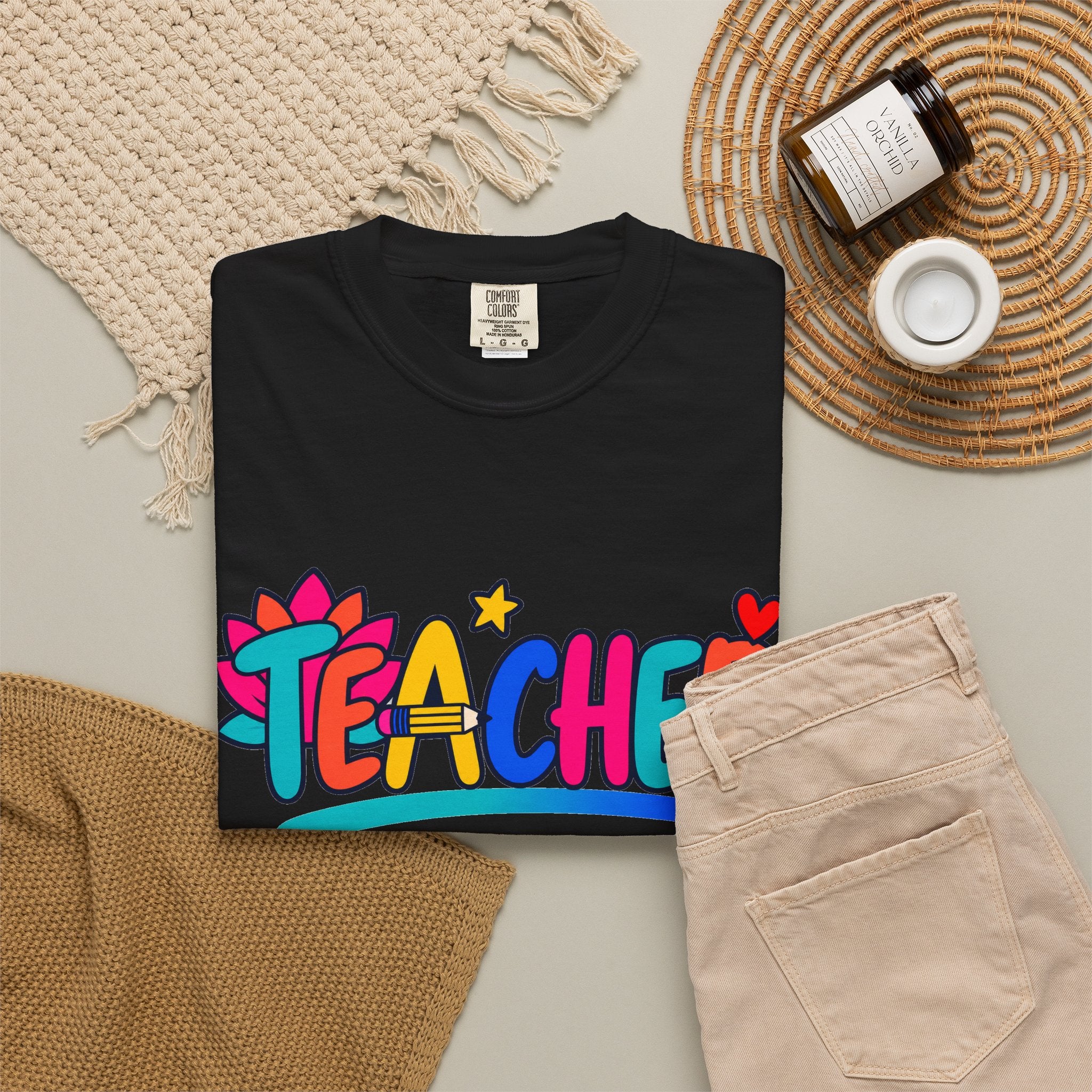 Colorful Teacher Comfort Colors® Heavyweight Tee 🍎✏️