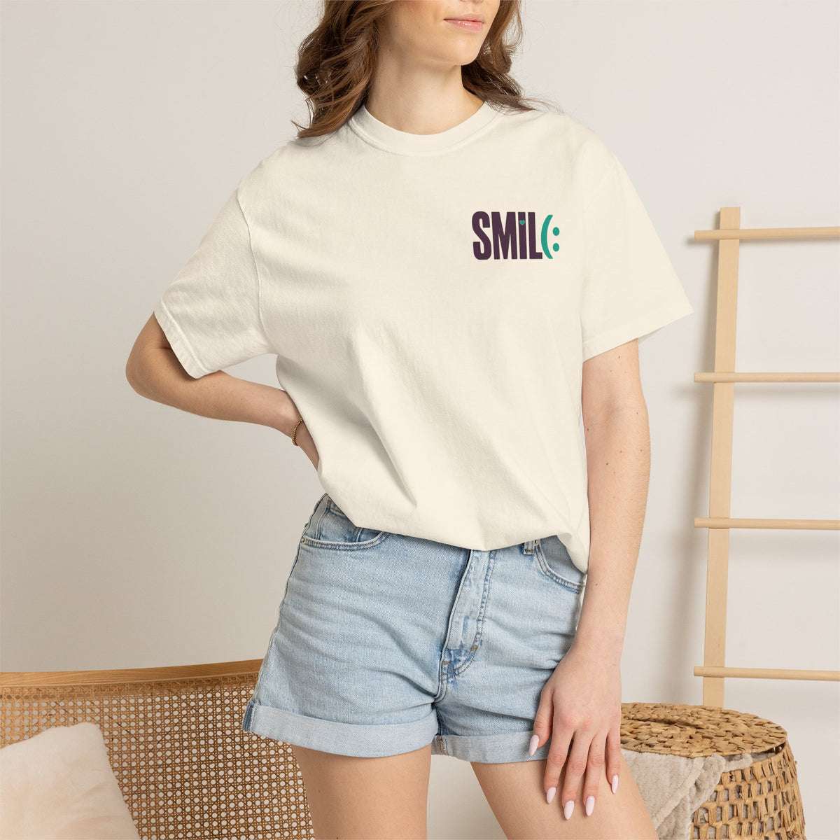 SMIL(: IT’S FREE. Front & Back Garment-Dyed Graphic Tee