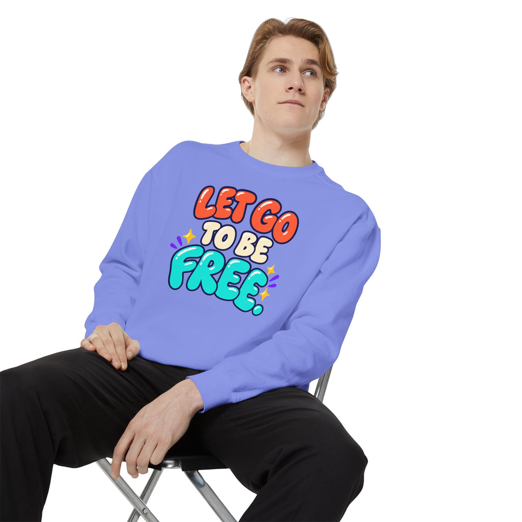 Let Go to Be Free Relaxed-Fit Sweatshirt — Lavender & Gray