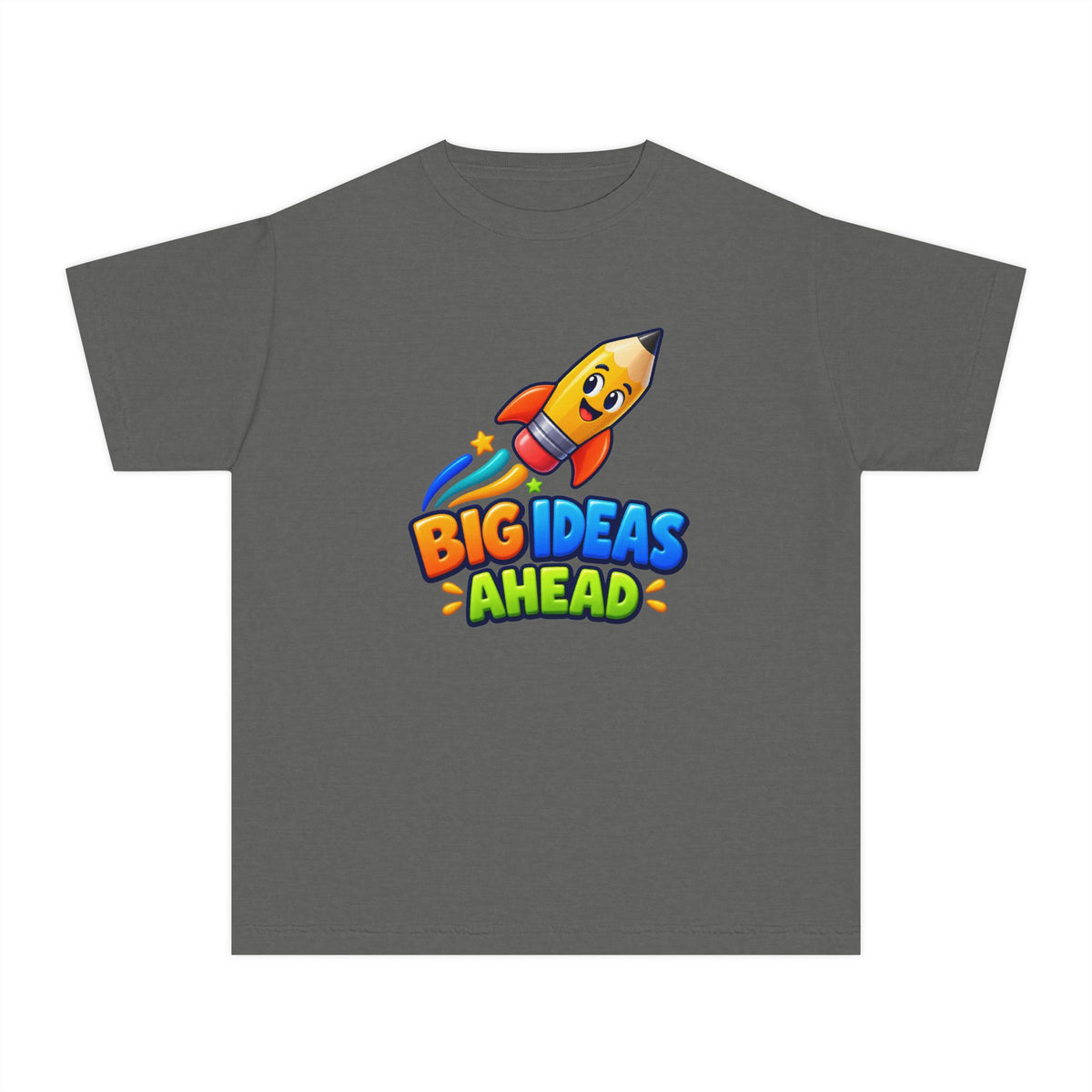 🚀 Big Ideas Ahead Rocket Pencil Kids Tee
