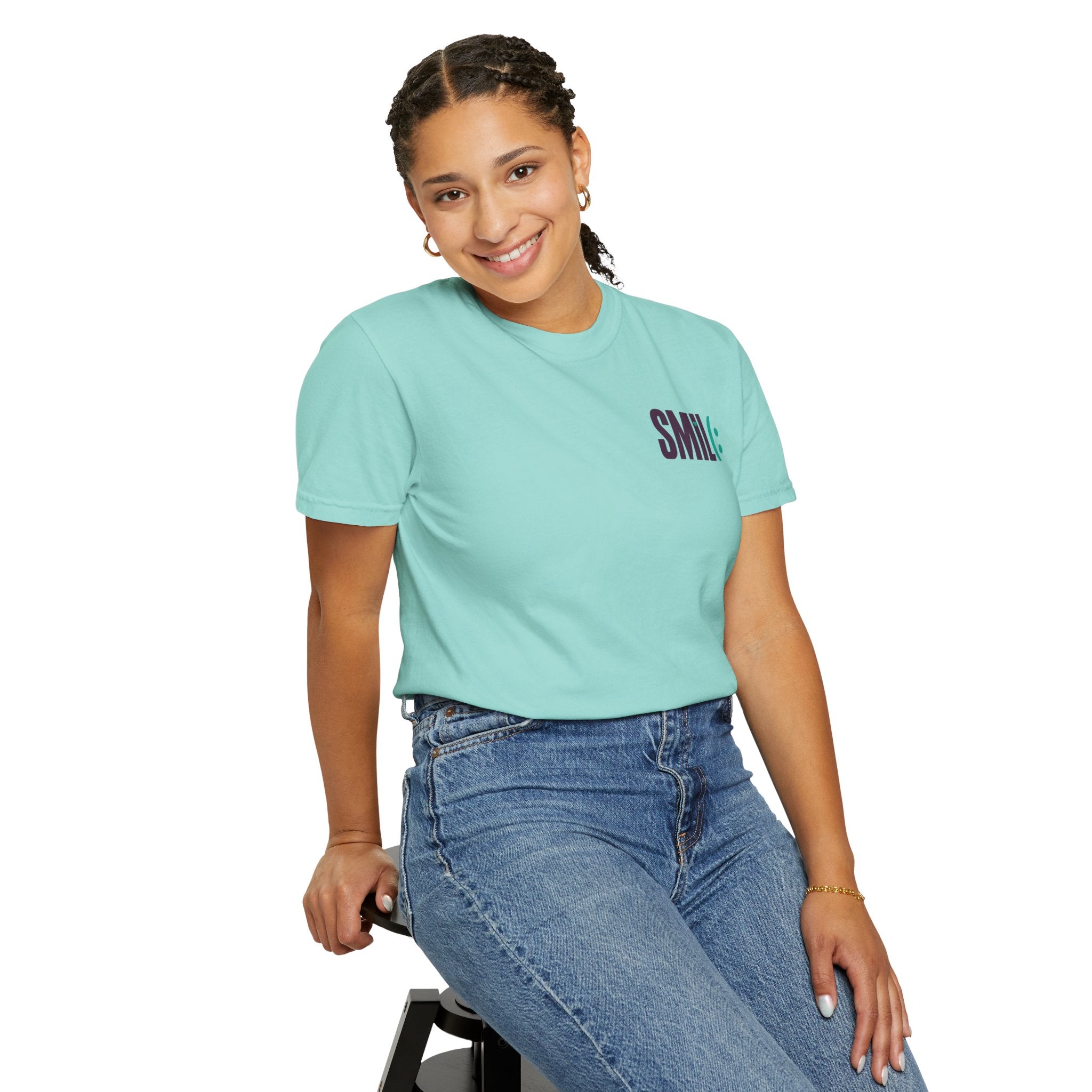SMIL(: IT’S FREE. Front & Back Garment-Dyed Graphic Tee