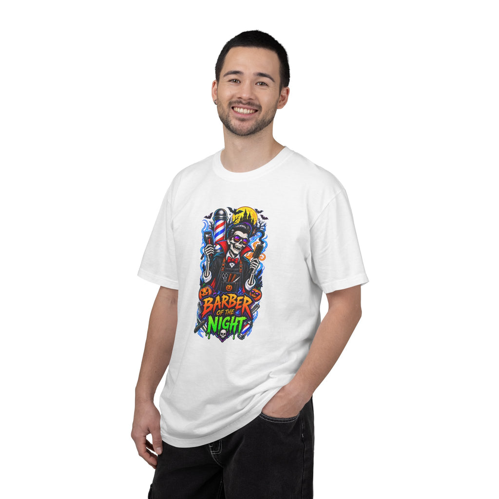 Barber of the Night Halloween Tee – Adult Unisex Barbershop Shirt
