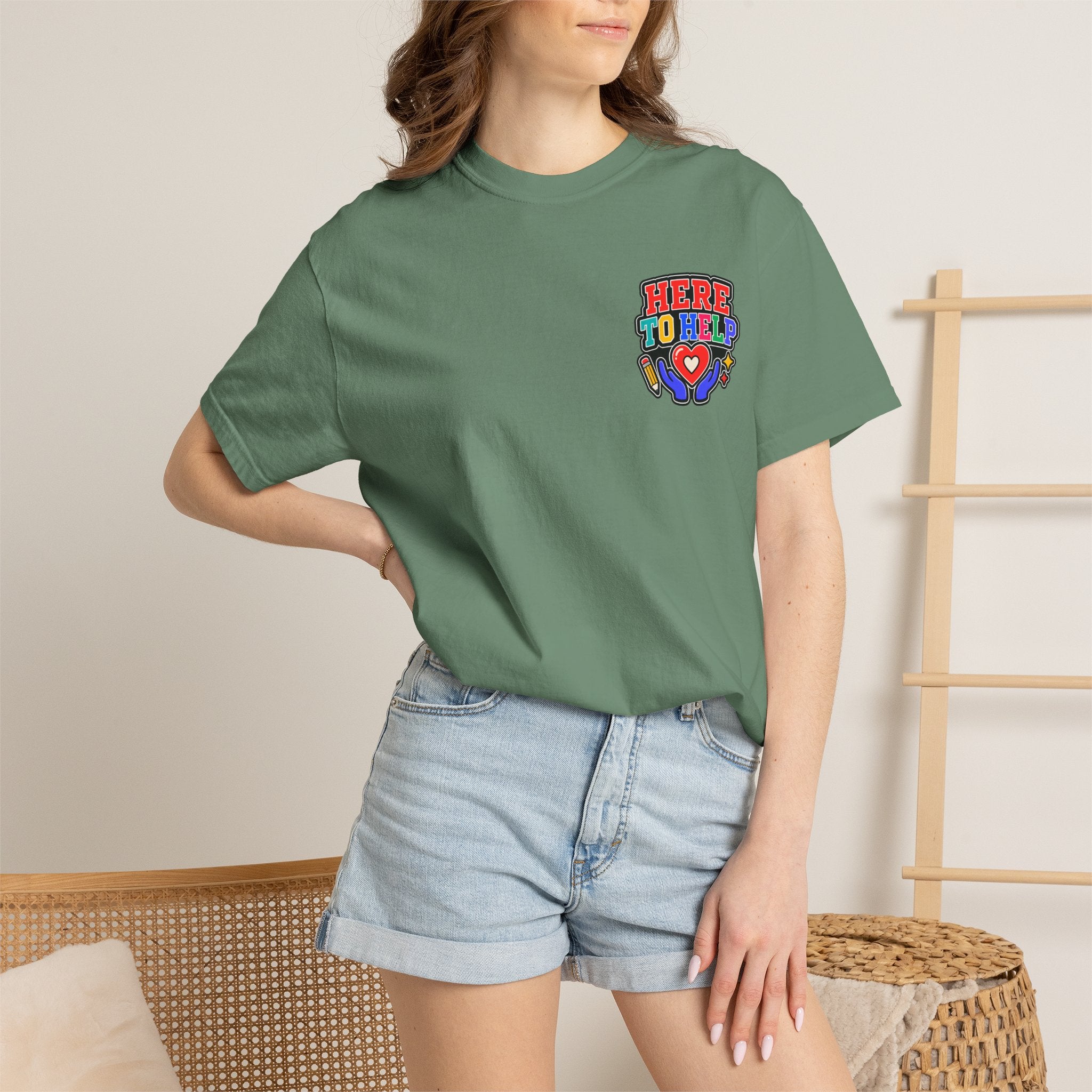 Here to Help School Support Staff Comfort Colors® Tee 🍎✏️