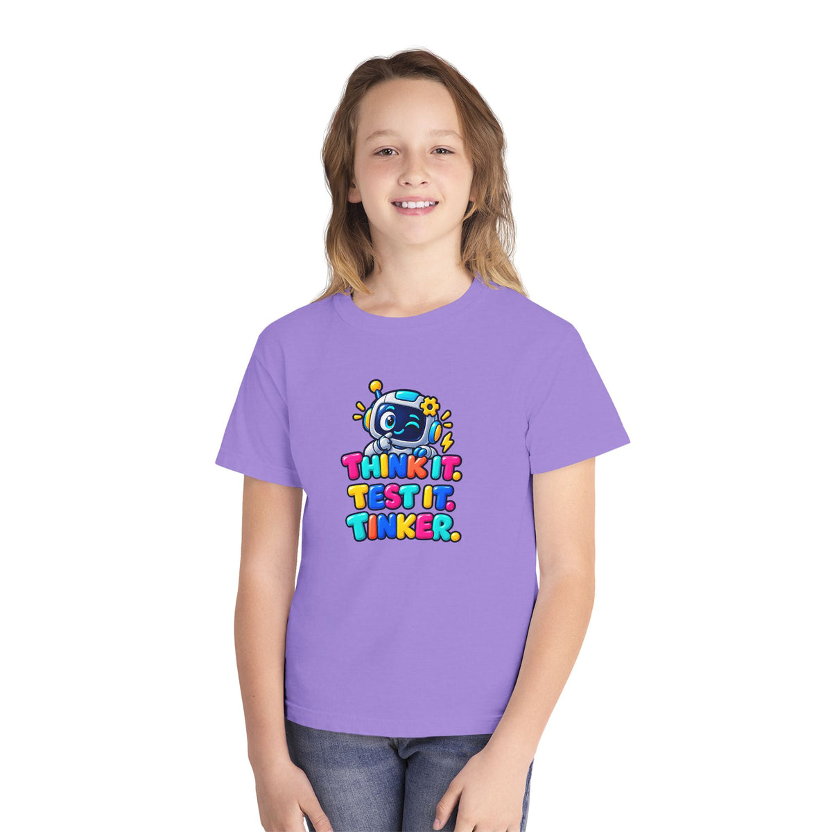 🤖 Think It. Test It. Tinker." Robot STEM Graphic Kids Tee