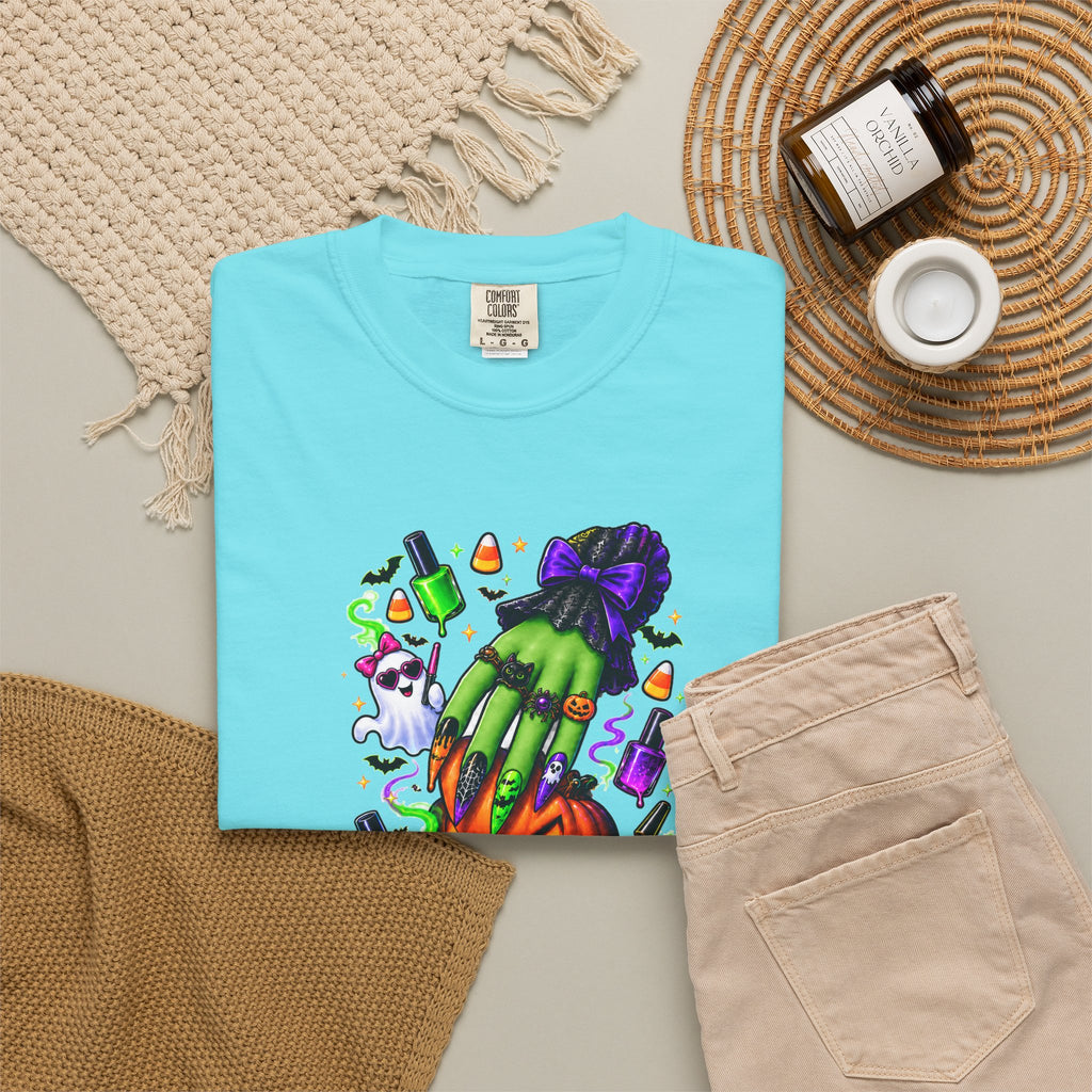 Nail Witch Halloween Tee – Adult Unisex Nail Tech & Beauty Salon Shirt