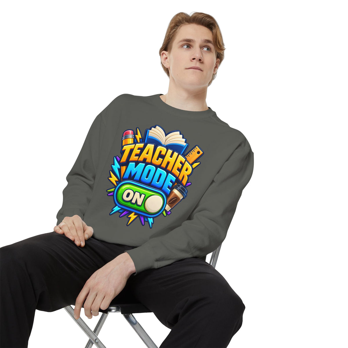 Teacher Mode On Sweatshirt 📚☕ | Funny Teacher Crewneck