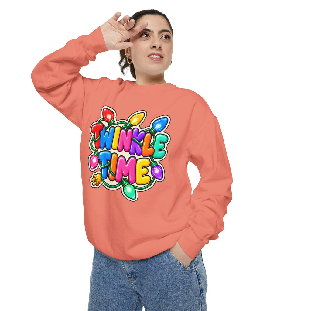 Twinkle Time Christmas - Colorful Holiday Light Graphic  Sweatshirt