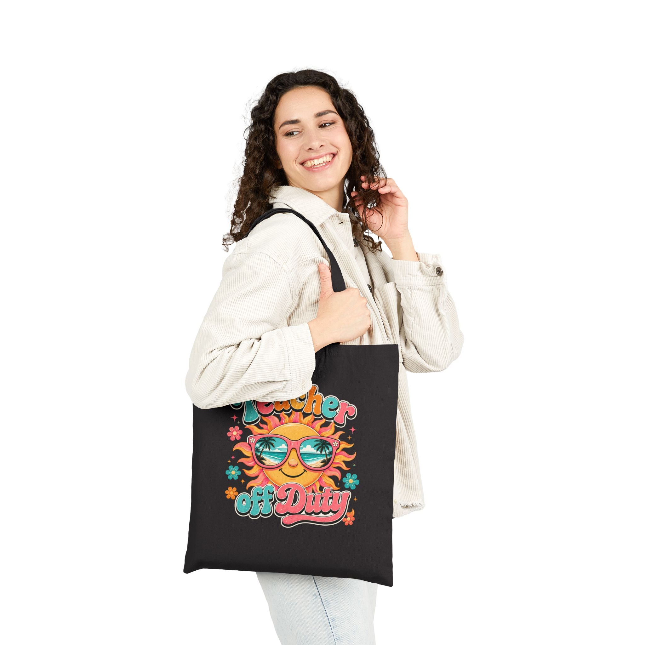 Teacher Off Duty Retro Sun Beach - Tote Bag (Teacher Gift, End of School)