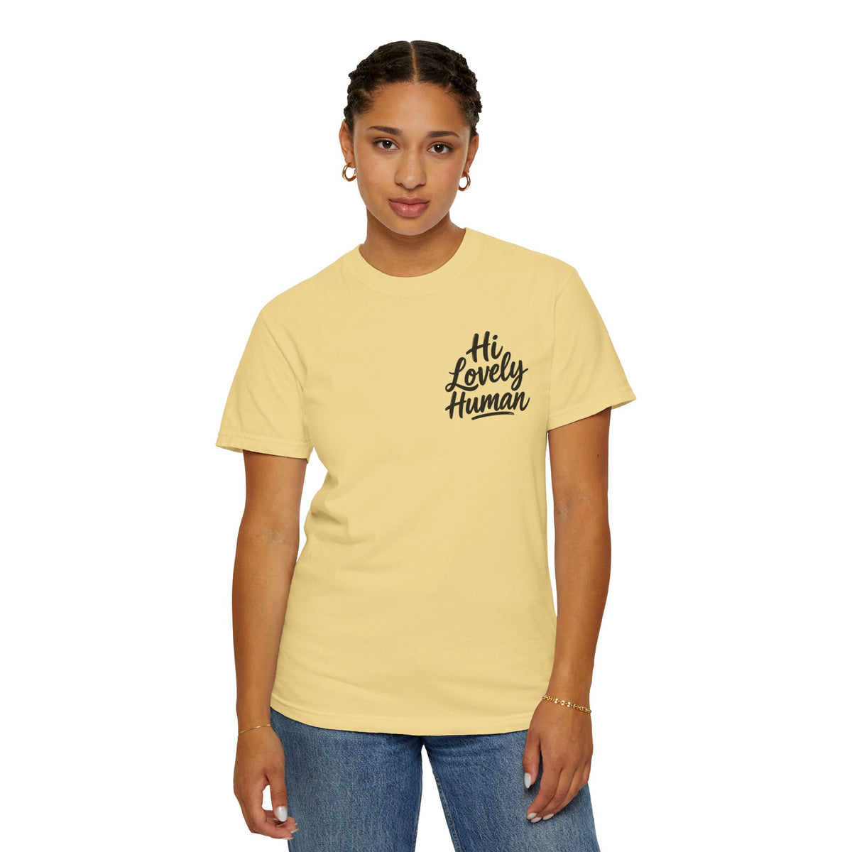 Hi Lovely Human T-Shirt – Positive Message Front & Back Adult Tee