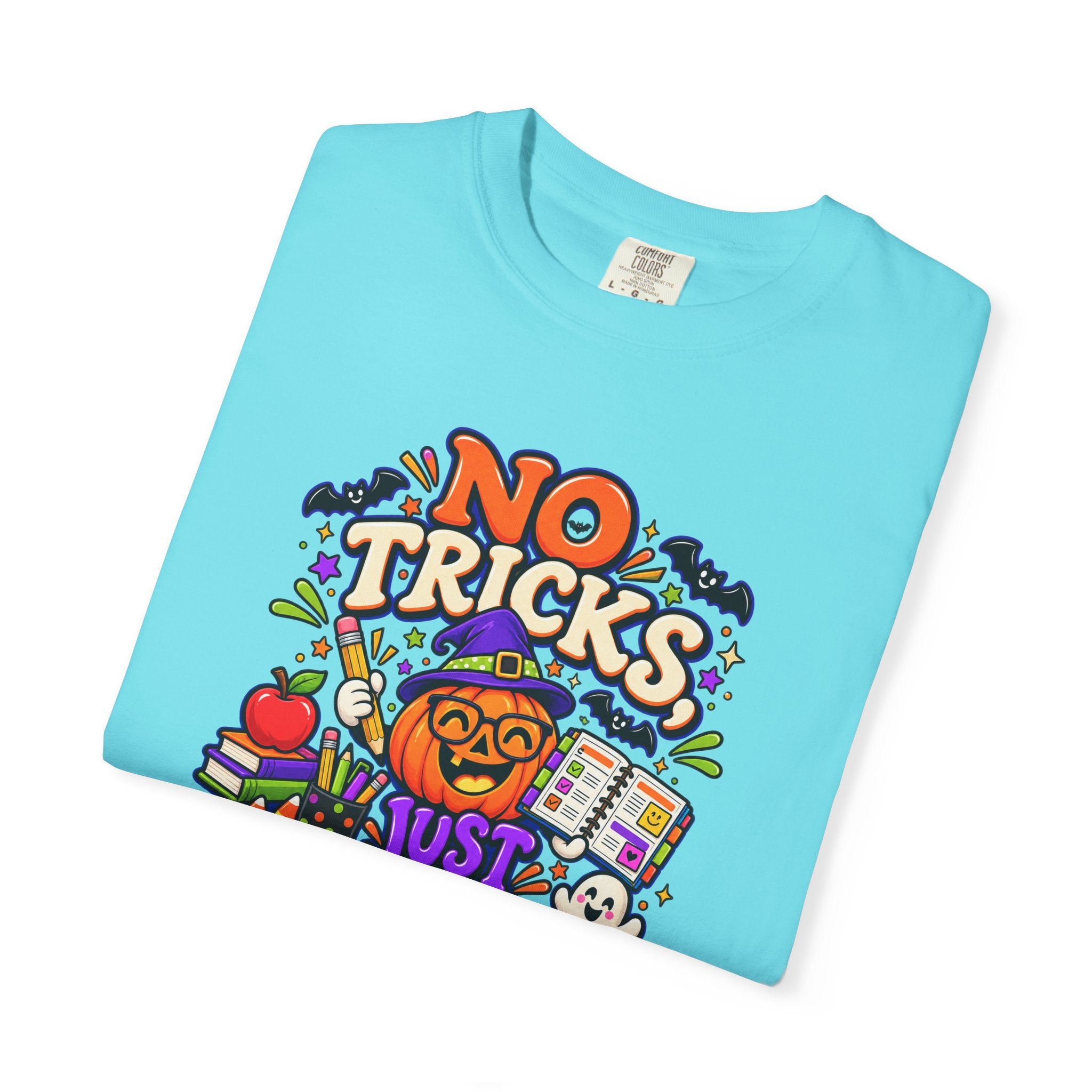 Halloween Teacher T-Shirt - "No Tricks, Just Lesson Plans"