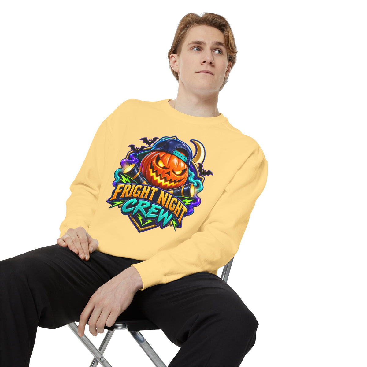 Fright Night Crew Halloween Sweatshirt 🎃 | Pumpkin Halloween Pullover
