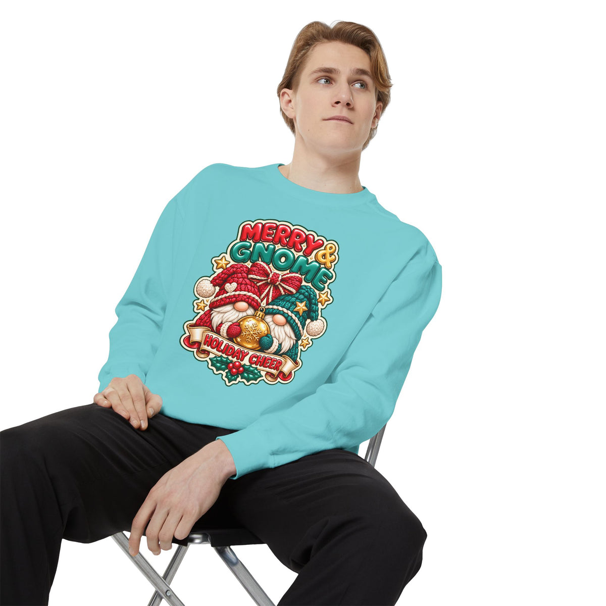 Merry and Gnome Holiday Cheer Sweatshirt — Cute Christmas Design