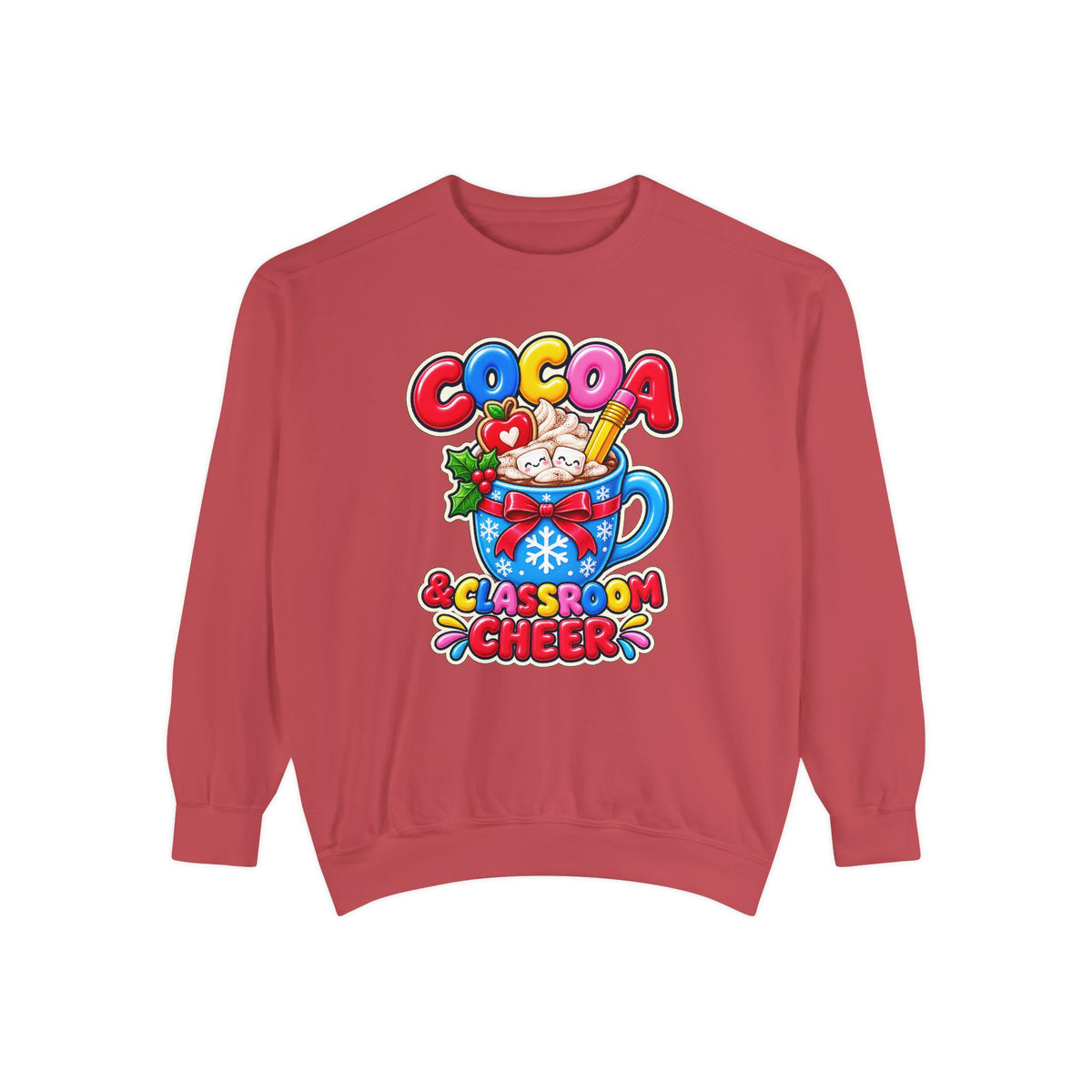 Cocoa and Classroom Cheer Christmas Sweatshirt ☕🍎❄️