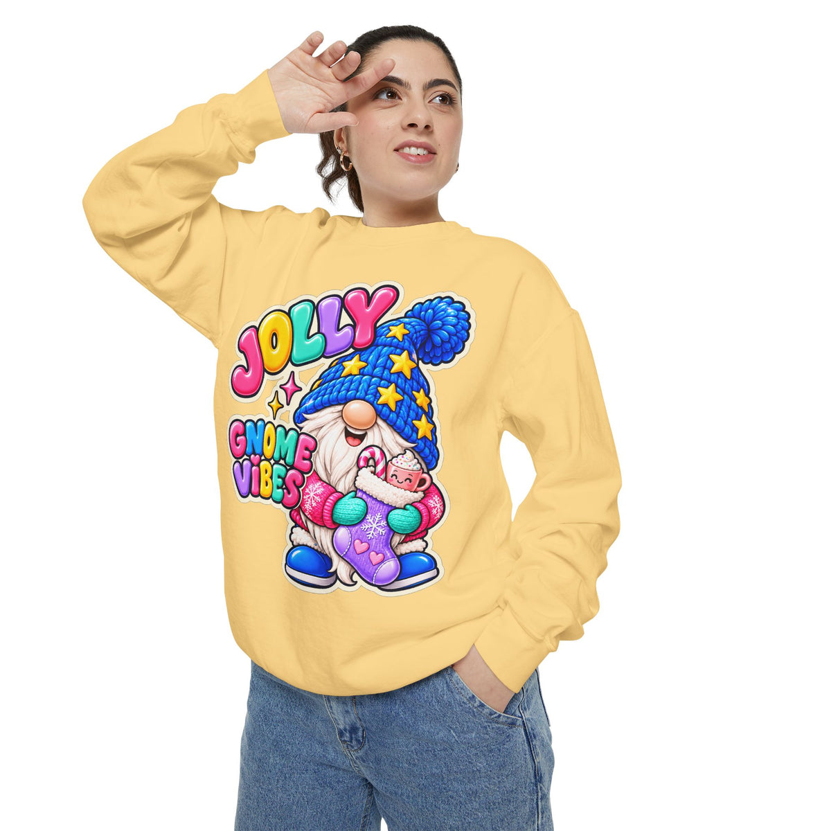 Jolly Gnome Vibes Christmas Sweatshirt