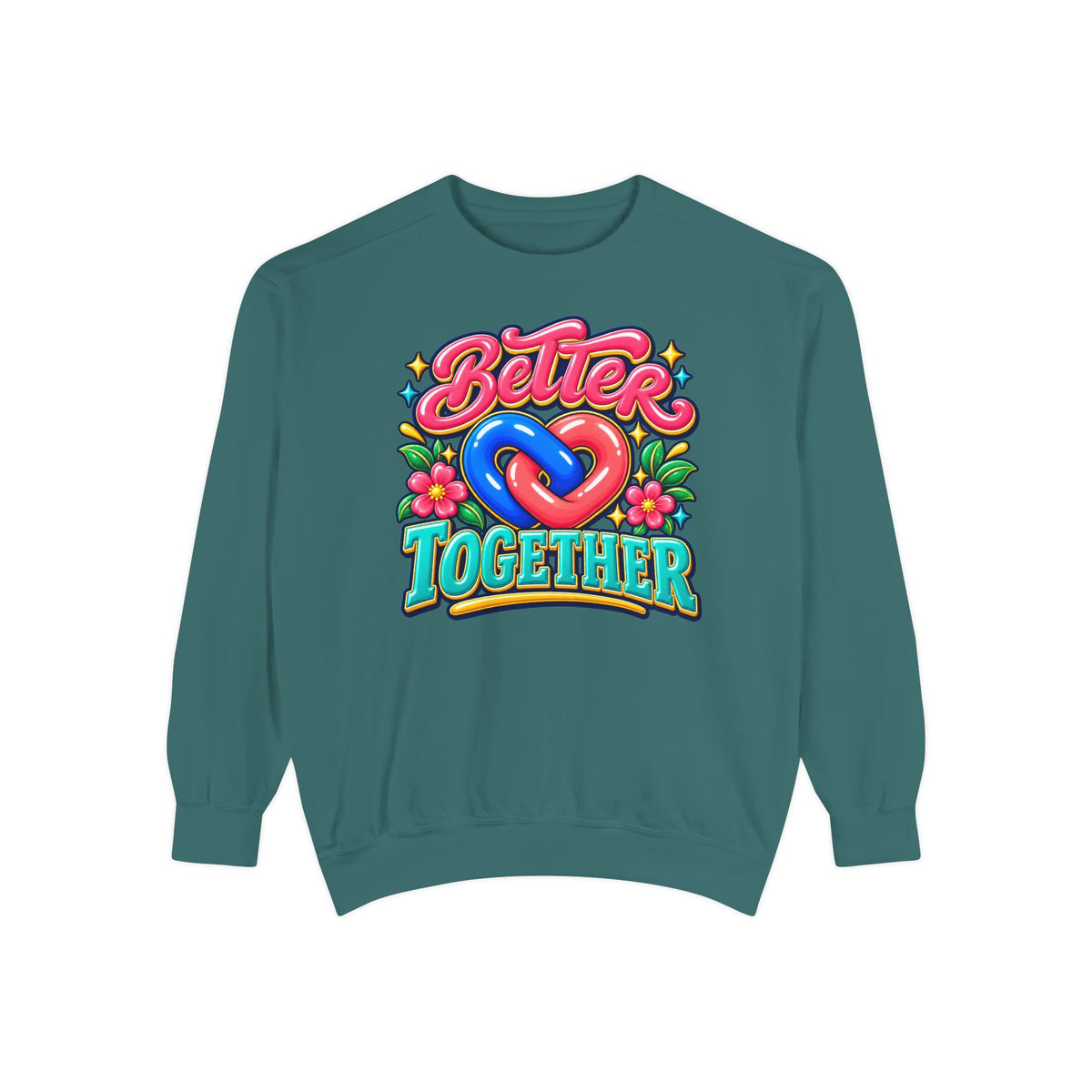 Better Together Heart Sweatshirt — Yellow & Aqua