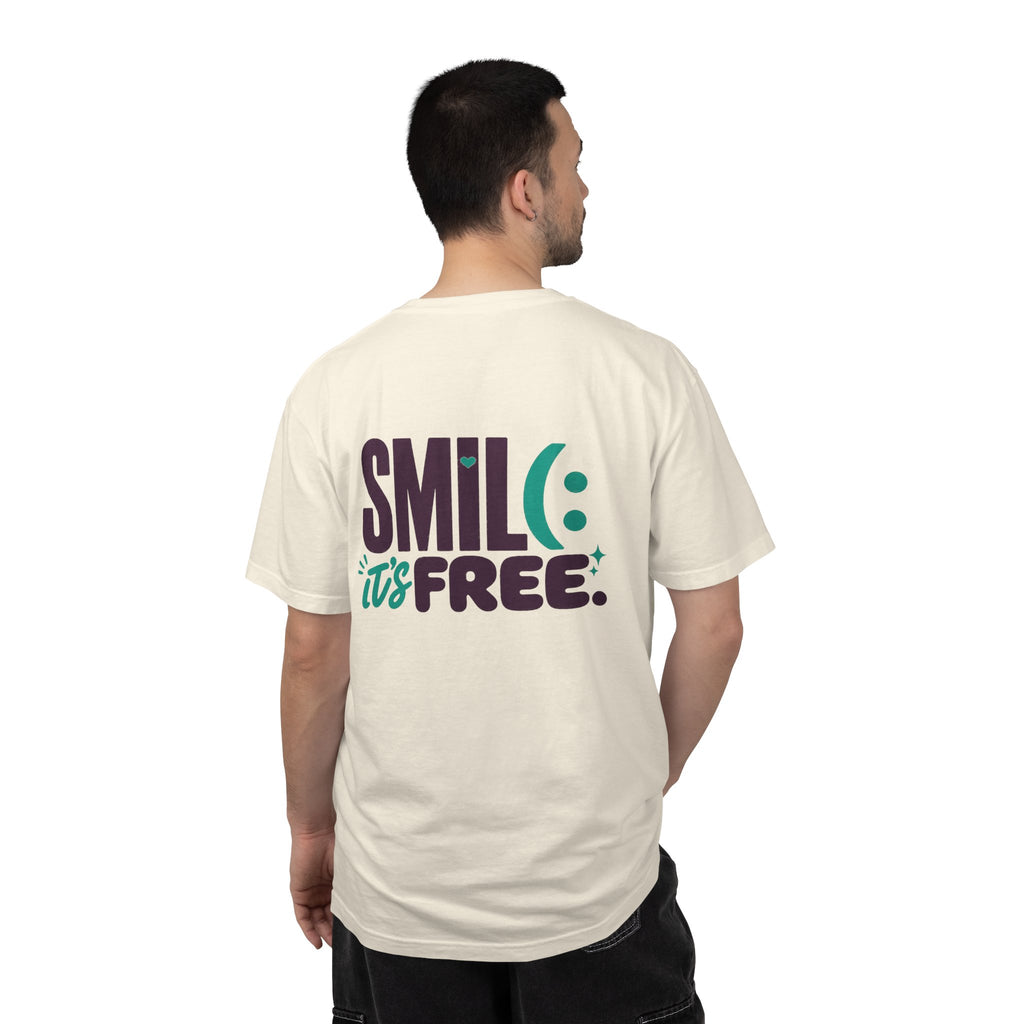 SMIL(: IT’S FREE. Front & Back Garment-Dyed Graphic Tee