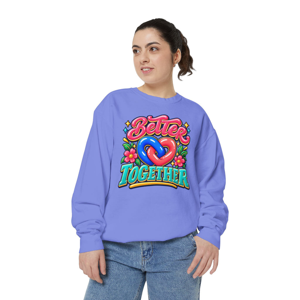 Better Together Heart Sweatshirt — Yellow & Aqua