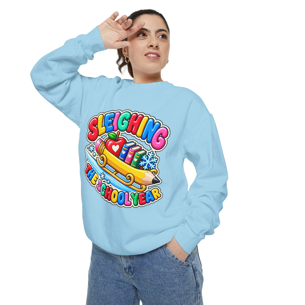 Sleighing the School Year Christmas Sweatshirt 📚🍎❄️