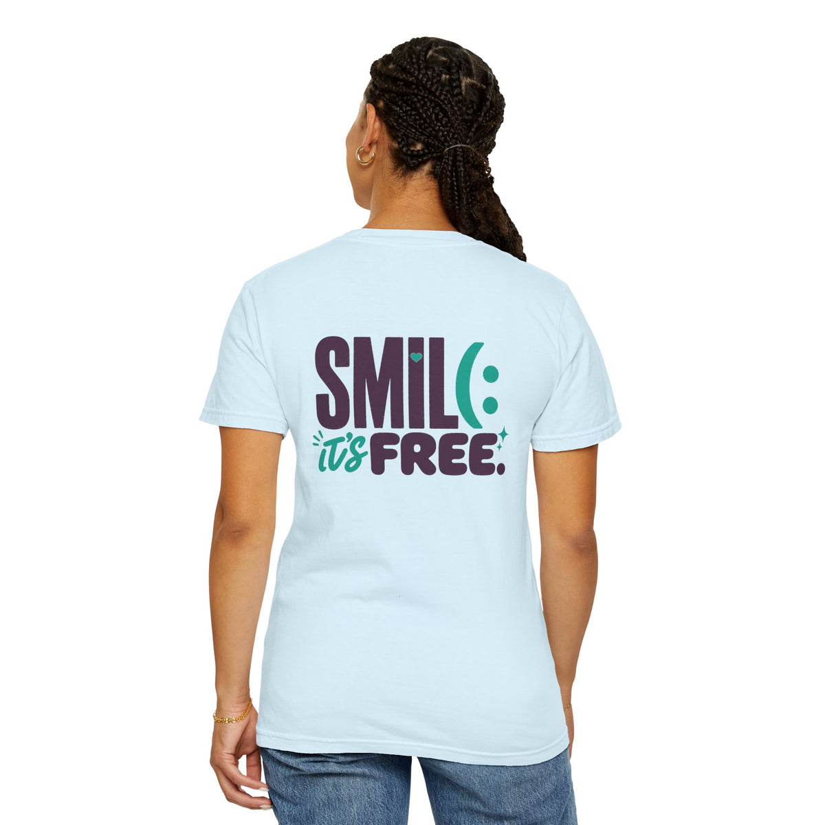 SMIL(: IT’S FREE. Front & Back Garment-Dyed Graphic Tee