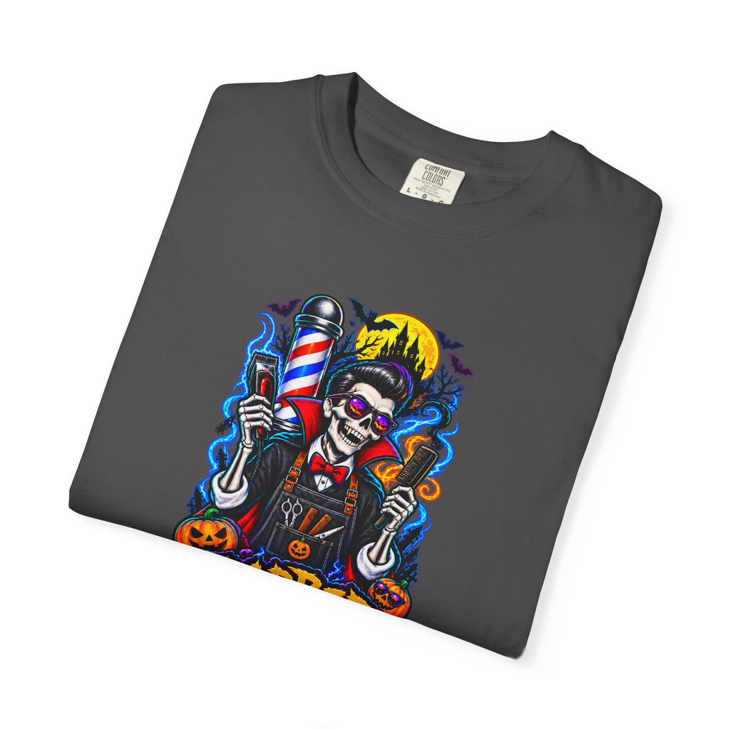 Barber of the Night Halloween Tee – Adult Unisex Barbershop Shirt