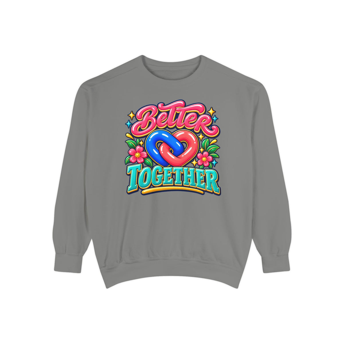 Better Together Heart Sweatshirt — Yellow & Aqua