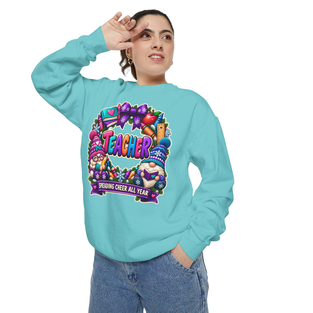 Teacher Spreading Gnomes Cheer All Year Christmas Sweatshirt