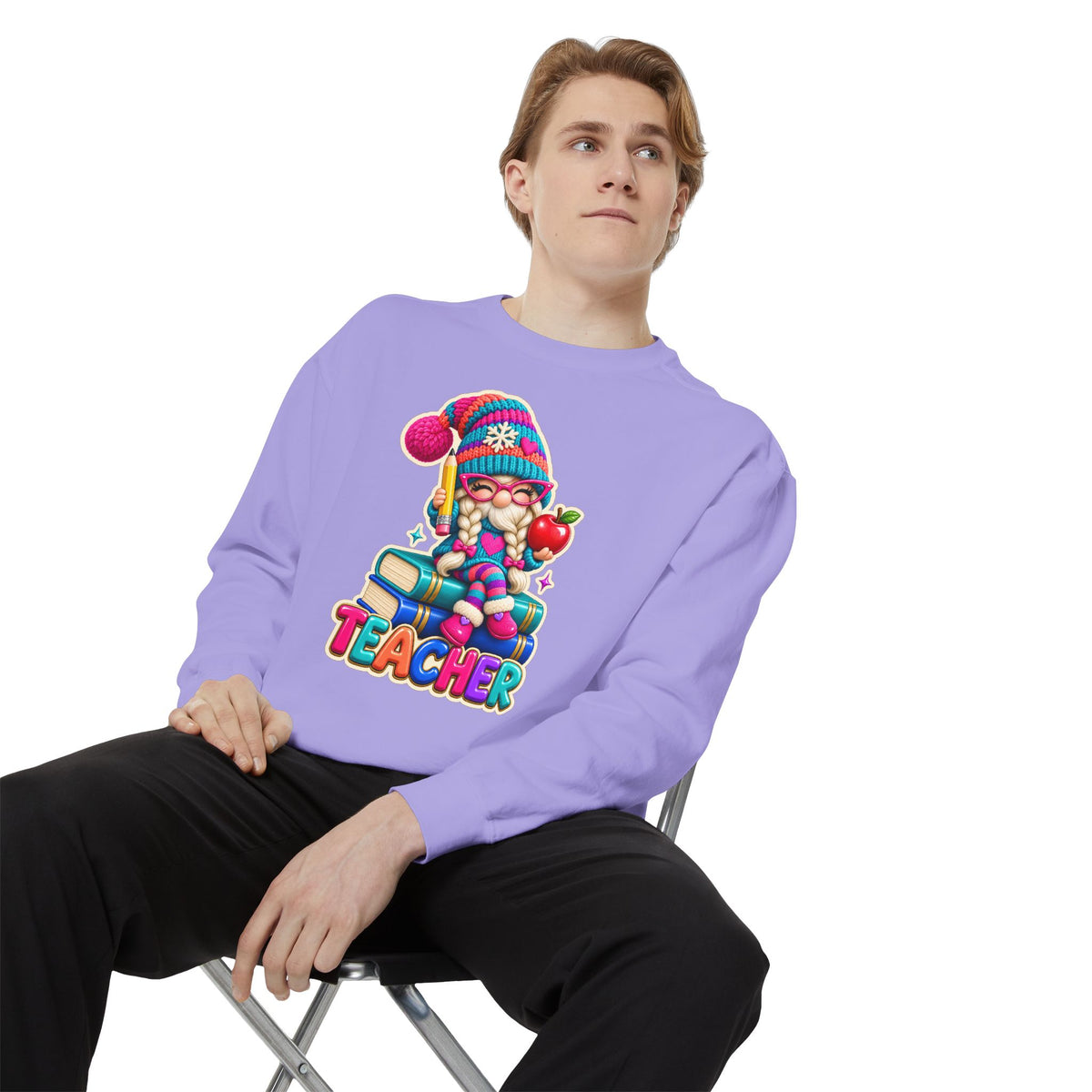 Teacher Gnome Book Lover Holiday Sweatshirt