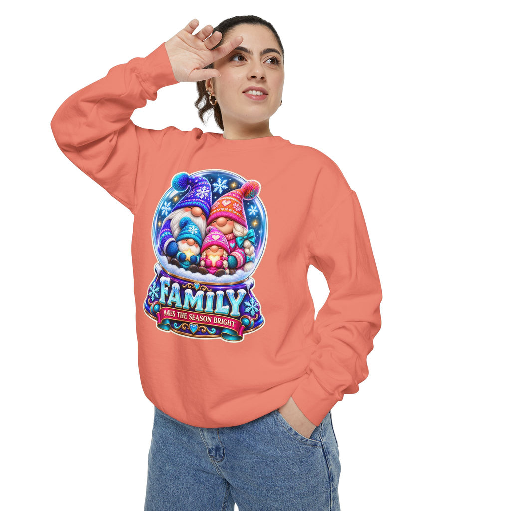 Family Gnome Christmas Sweatshirt "Family Makes the Season Bright"