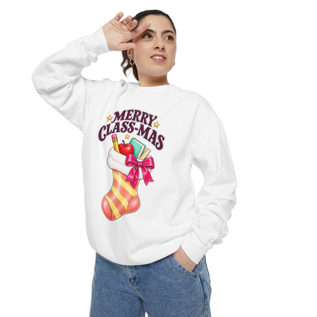 Merry Class-mas Sweatshirt – Cute Christmas Stocking Teacher Holiday Sweater