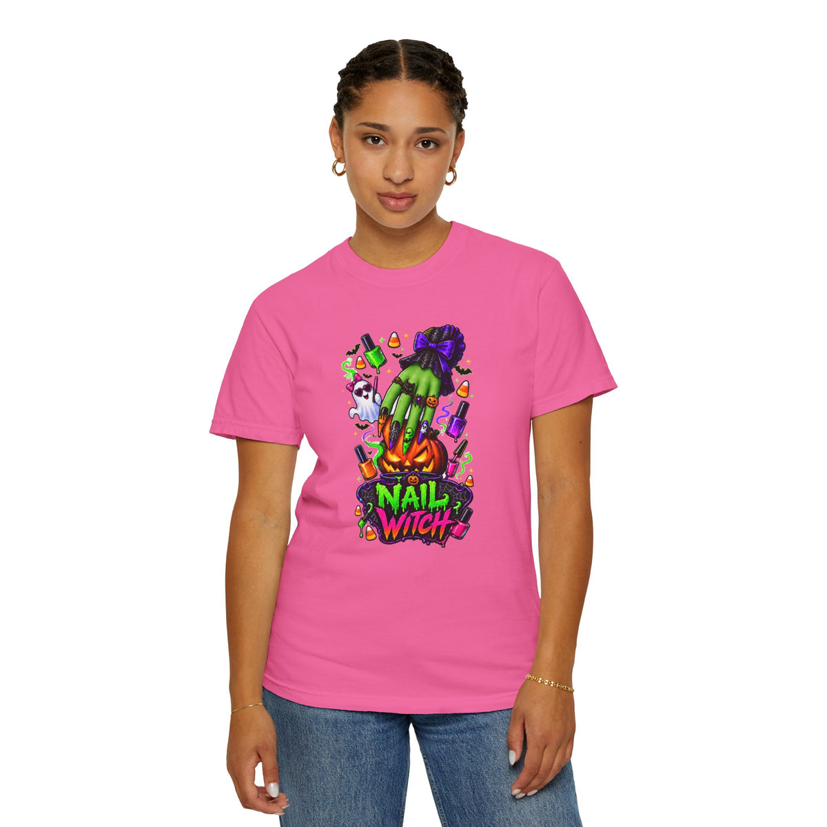 Nail Witch Halloween Tee – Adult Unisex Nail Tech & Beauty Salon Shirt