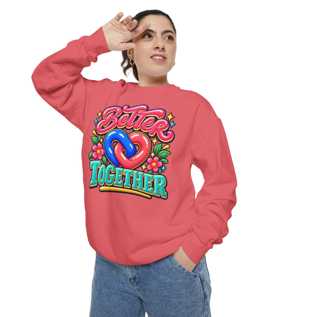 Better Together Heart Sweatshirt — Yellow & Aqua