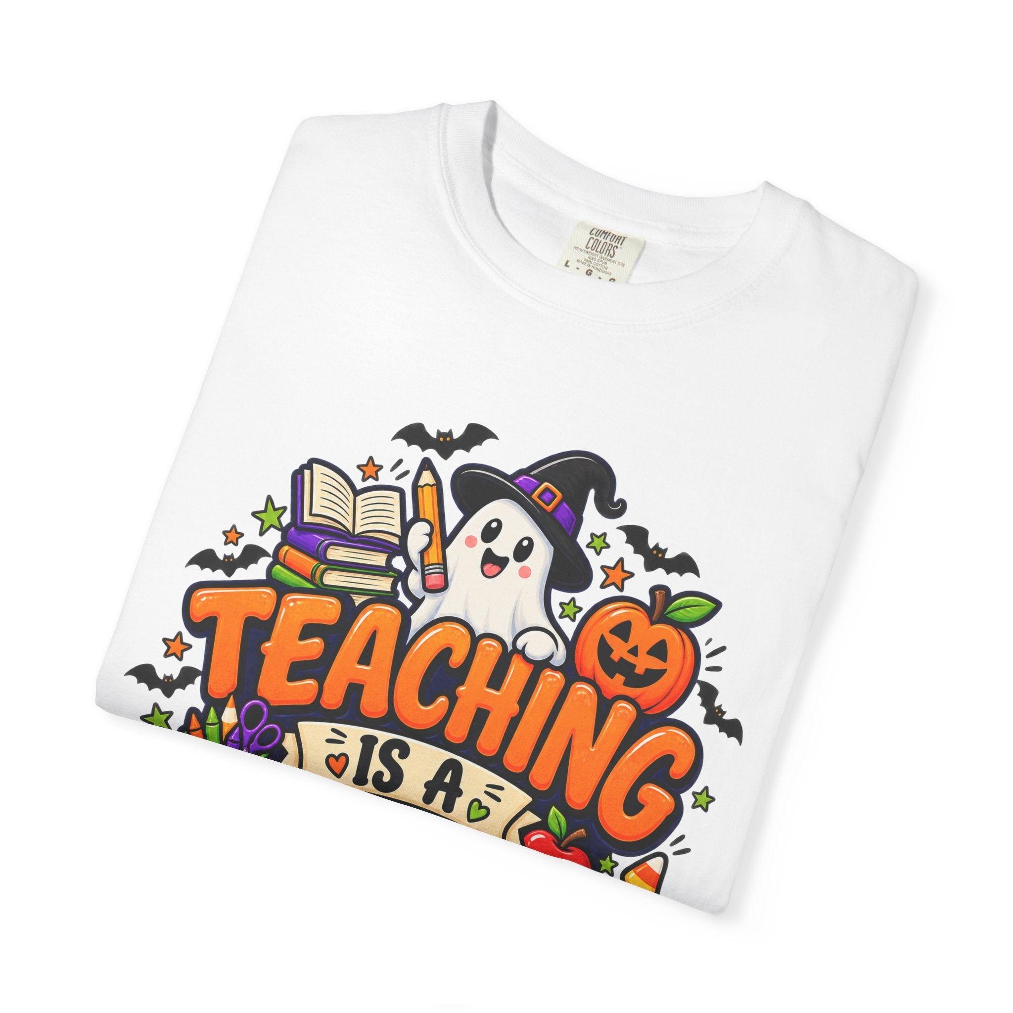 Teaching Is a Treat Halloween T-Shirt — Cute Ghost & Pumpkin Teacher Tee