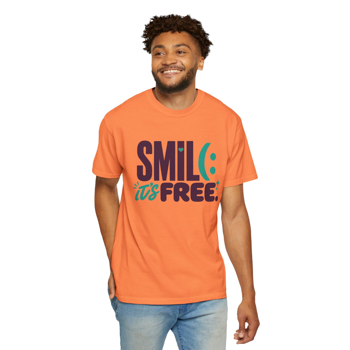 SMIL(: IT’S FREE. Plum & Teal Garment-Dyed Graphic Tee